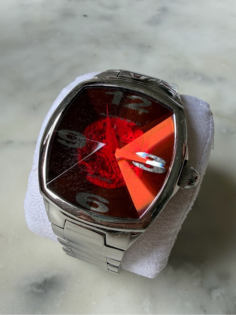 Android Prism Stainless Steel Men's Watch with Red Crystal Dial AD505
